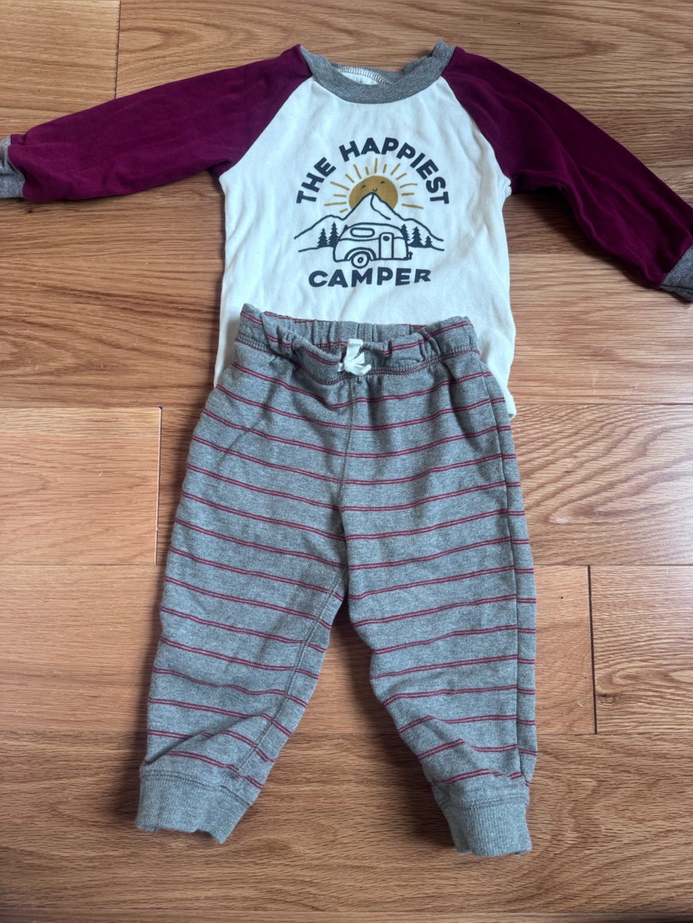 Carter's White & Burgundy 'The Happiest Camper' Two Piece Set